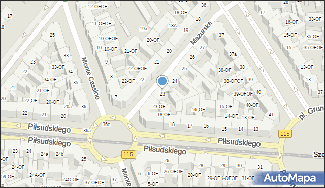 Szczecin, Mazurska, 23, mapa Szczecina