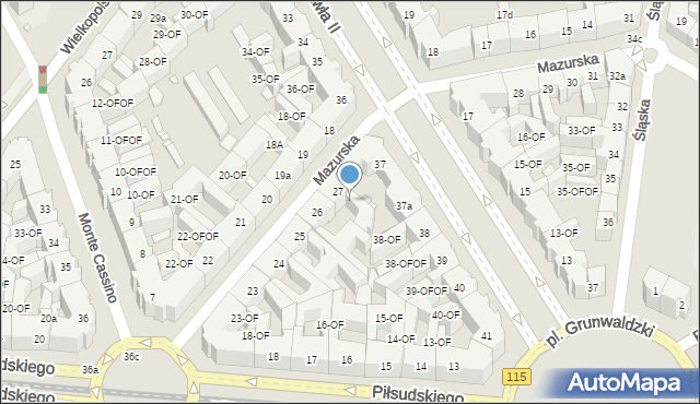 Szczecin, Mazurska, 27-OF, mapa Szczecina