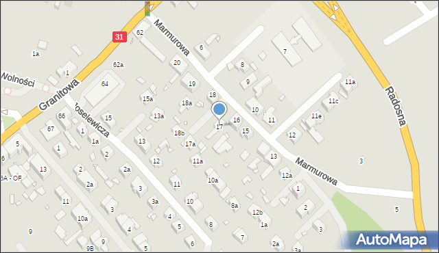 Szczecin, Marmurowa, 17, mapa Szczecina