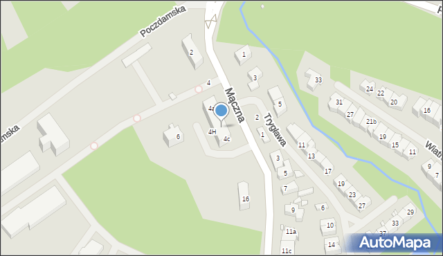 Szczecin, Mączna, 4b, mapa Szczecina