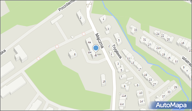 Szczecin, Mączna, 4c, mapa Szczecina