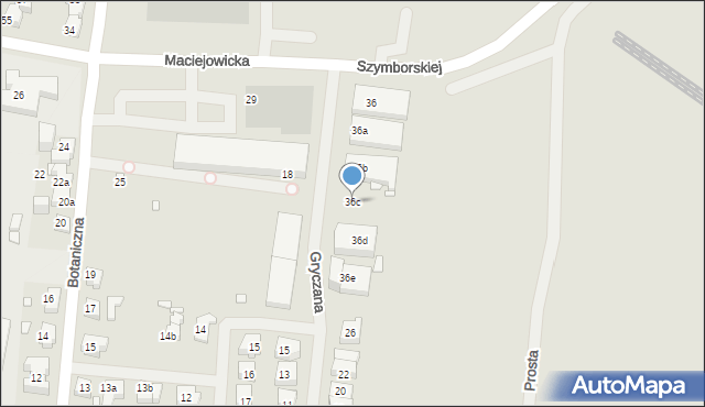 Szczecin, Maciejowicka, 36c, mapa Szczecina