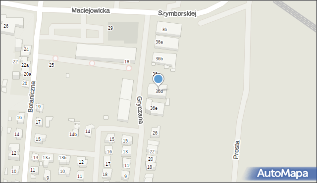 Szczecin, Maciejowicka, 36d, mapa Szczecina