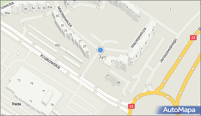 Szczecin, Maciejewicza Konstantego, 17a, mapa Szczecina
