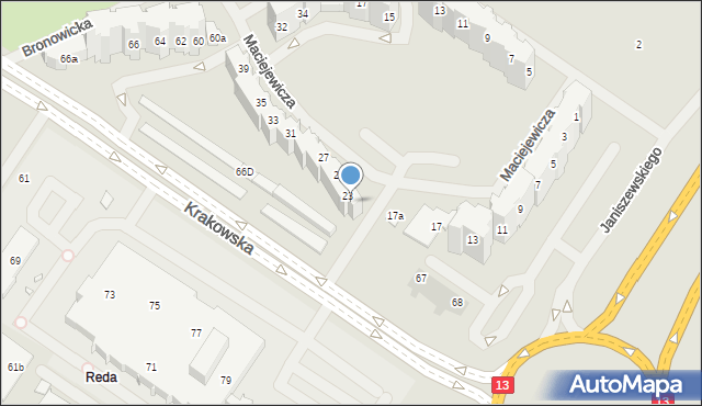 Szczecin, Maciejewicza Konstantego, 23A, mapa Szczecina