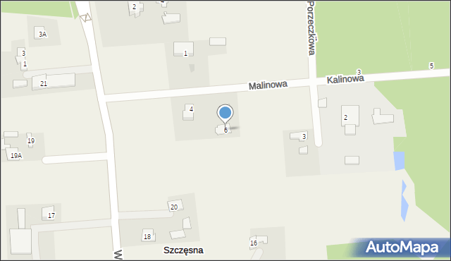 Szczęsna, Malinowa, 6, mapa Szczęsna