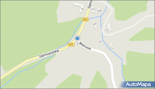 Szczyrk, Malinowa, 2, mapa Szczyrk