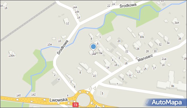 Tarnów, Marusarz Heleny, 14a, mapa Tarnów