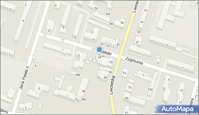 Tomaszów Lubelski, Matejki Jana, 1A, mapa Tomaszów Lubelski