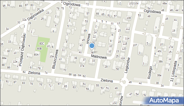 Tomaszów Mazowiecki, Malinowa, 16, mapa Tomaszów Mazowiecki