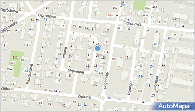 Tomaszów Mazowiecki, Malinowa, 19, mapa Tomaszów Mazowiecki