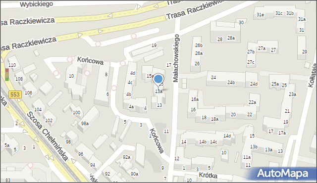 Toruń, Małachowskiego Stanisława, 13a, mapa Torunia