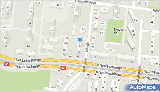 Toruń, Matejki Jana, 57, mapa Torunia