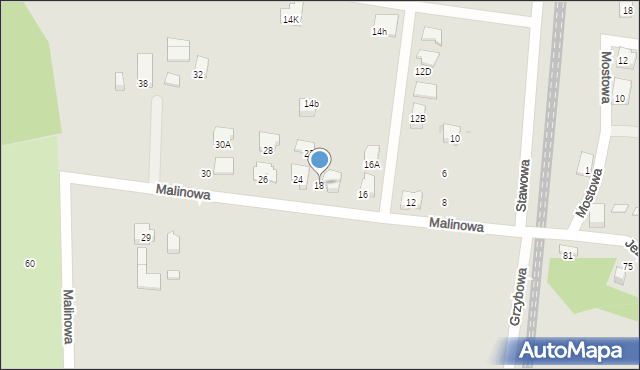 Tychy, Malinowa, 18, mapa Tychów