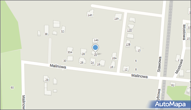 Tychy, Malinowa, 22, mapa Tychów