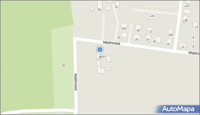 Tychy, Malinowa, 29, mapa Tychów