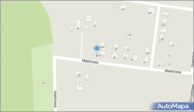 Tychy, Malinowa, 30, mapa Tychów