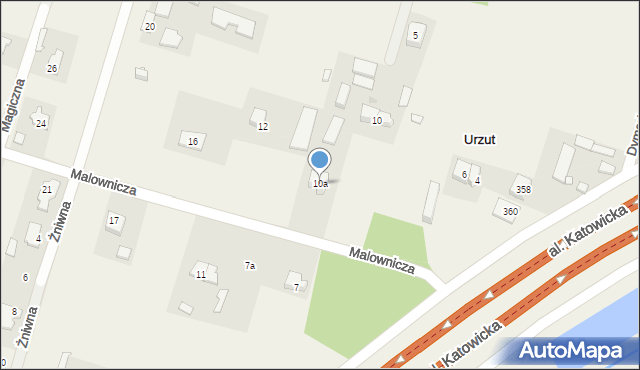 Urzut, Malownicza, 10a, mapa Urzut