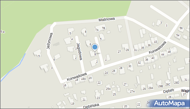 Wągrowiec, Malinowa, 4, mapa Wągrowiec