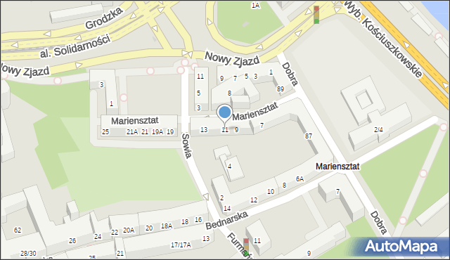 Warszawa, Mariensztat, 11, mapa Warszawy