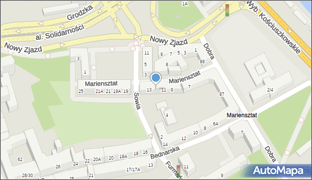 Warszawa, Mariensztat, 11A, mapa Warszawy