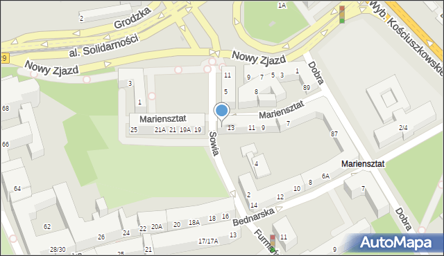 Warszawa, Mariensztat, 15, mapa Warszawy