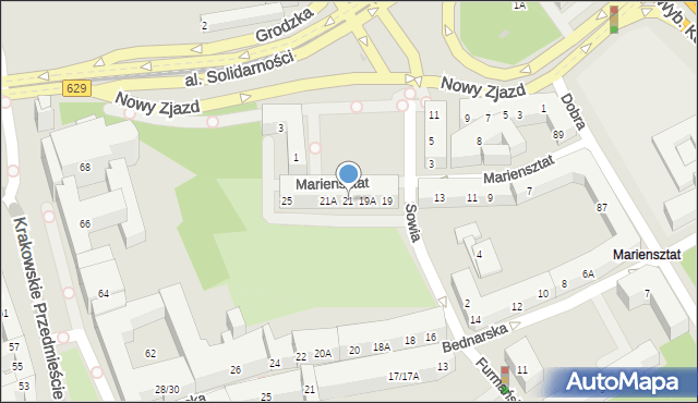 Warszawa, Mariensztat, 21, mapa Warszawy