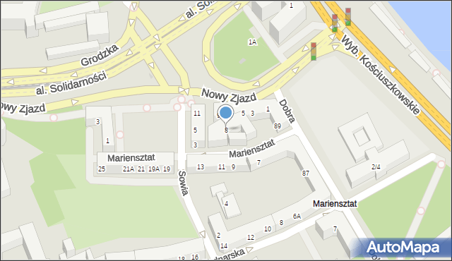Warszawa, Mariensztat, 8, mapa Warszawy