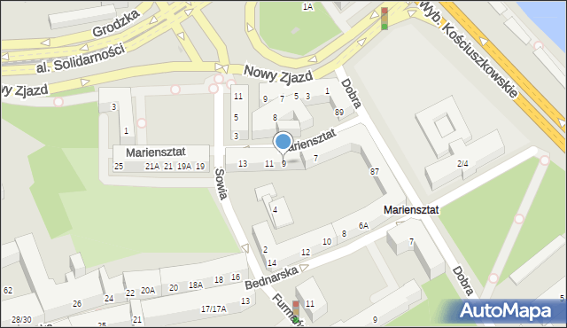 Warszawa, Mariensztat, 9, mapa Warszawy