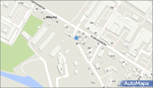 Warszawa, Materii, 19, mapa Warszawy