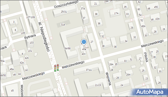 Warszawa, Malczewskiego Antoniego, 40f, mapa Warszawy