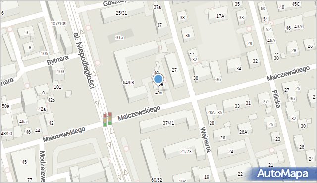 Warszawa, Malczewskiego Antoniego, 40p, mapa Warszawy