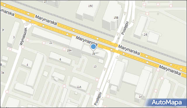 Warszawa, Marynarska, 19, mapa Warszawy