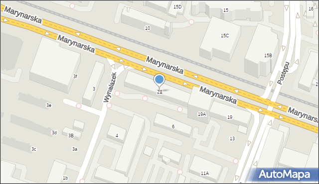 Warszawa, Marynarska, 21, mapa Warszawy