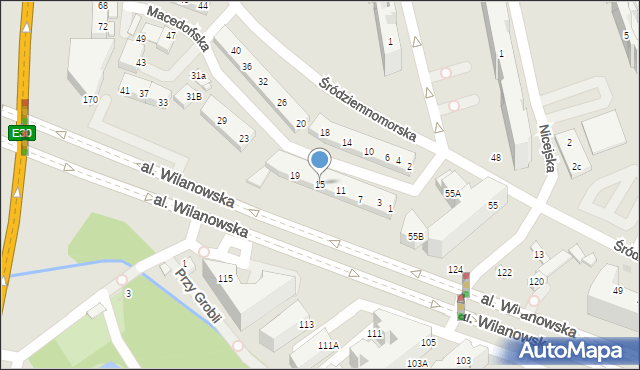 Warszawa, Macedońska, 15, mapa Warszawy
