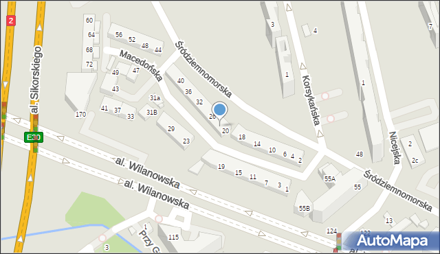 Warszawa, Macedońska, 22, mapa Warszawy