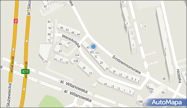 Warszawa, Macedońska, 34, mapa Warszawy