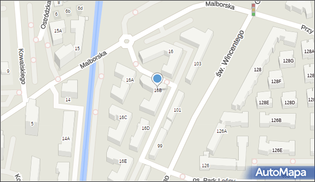 Warszawa, Malborska, 16B, mapa Warszawy