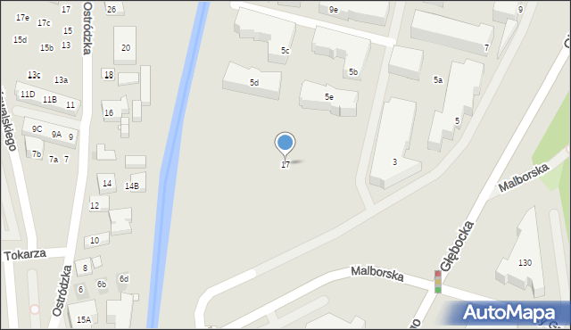 Warszawa, Malborska, 17, mapa Warszawy