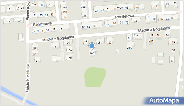 Warszawa, Maćka z Bogdańca, 14A, mapa Warszawy