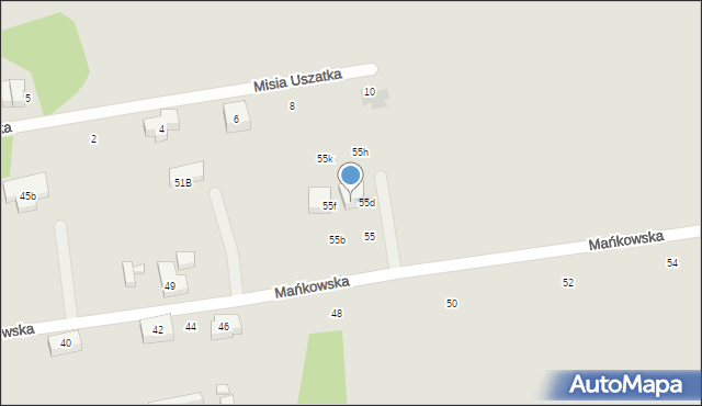 Warszawa, Mańkowska, 55e, mapa Warszawy