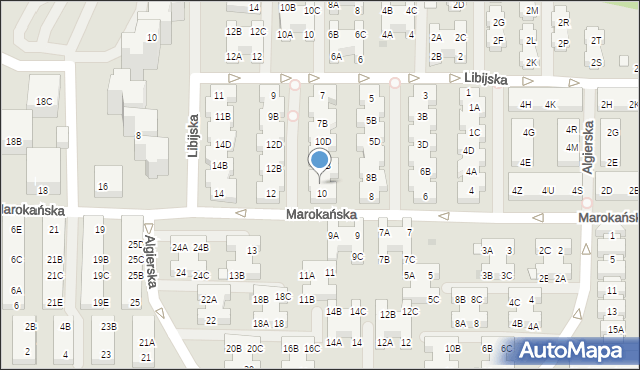 Warszawa, Marokańska, 10A, mapa Warszawy