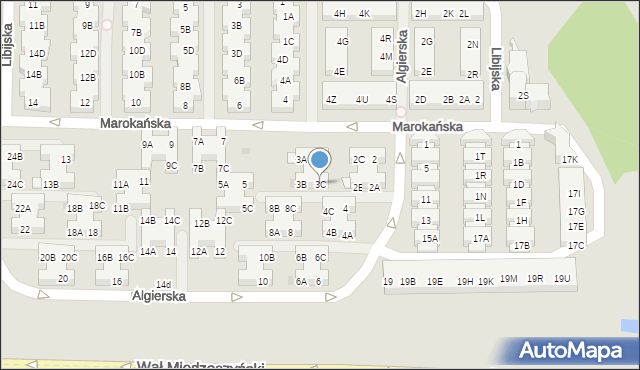 Warszawa, Marokańska, 3C, mapa Warszawy