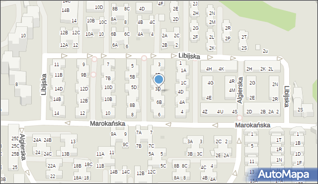 Warszawa, Marokańska, 6D, mapa Warszawy