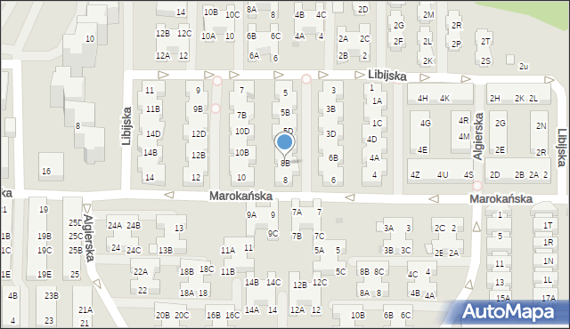 Warszawa, Marokańska, 8B, mapa Warszawy