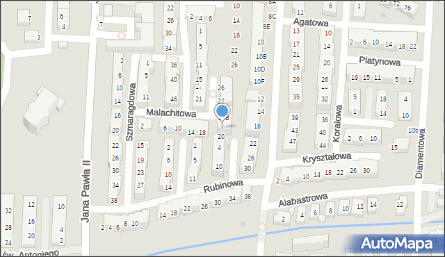 Warszawa, Malachitowa, 20A, mapa Warszawy