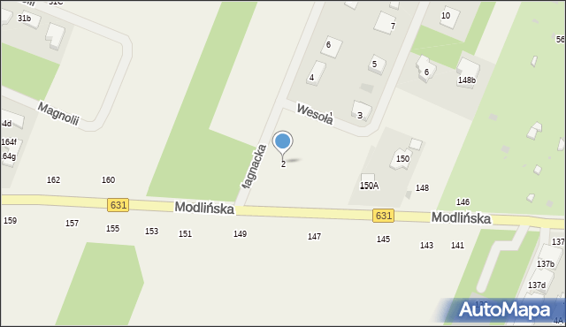 Wieliszew, Magnacka, 2, mapa Wieliszew