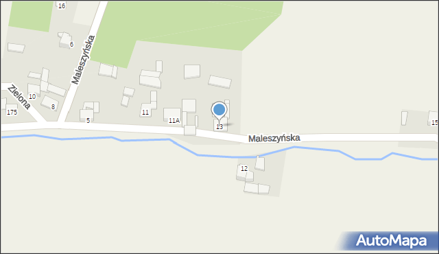 Wierbka, Maleszyńska, 13, mapa Wierbka