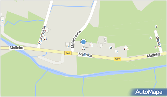 Wisła, Malinka, 11, mapa Wisła