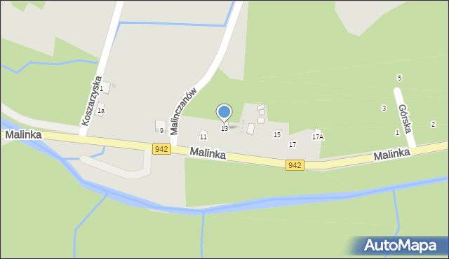 Wisła, Malinka, 13, mapa Wisła